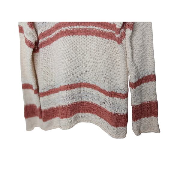Easel Los Angeles Oversized Open Knit Sweater Small Natural Striped Pullover - Picture 6 of 13
